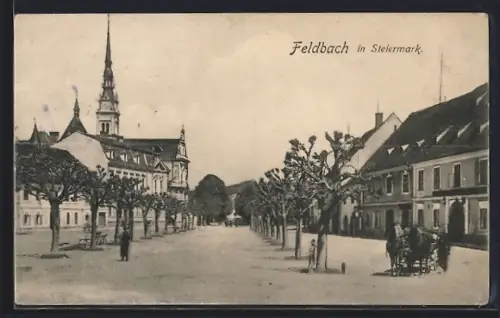 AK Feldbach in Steiermark, Marktplatz mit Kirche