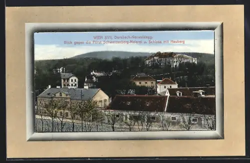 AK Wien, Dornbach-Neuwaldegg, Blick gegen die Früst Schwarzenberg Meierei und Schloss
