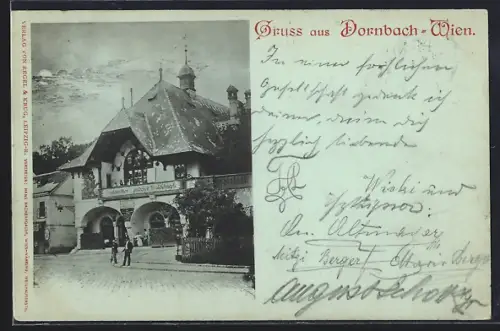 Mondschein-AK Wien, Dornbach, Restaurant zur güldenen Waldschnepfe