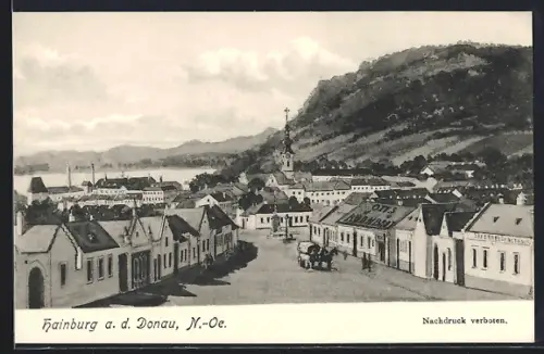 AK Hainburg / Donau, Ortsansicht mit Bäckerei Leopold Ott und Freiungstrasse