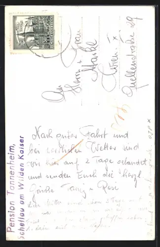 Foto-AK Scheffau am Wilden Kaiser, Ansichten der Hotel-Pension Tannenheim