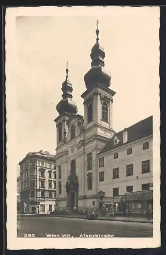 AK Wien, Strassenpartie mit Alserkirche