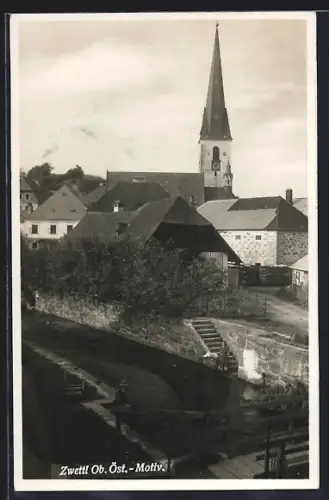 AK Zwettl, Ortsansicht mit Kirche