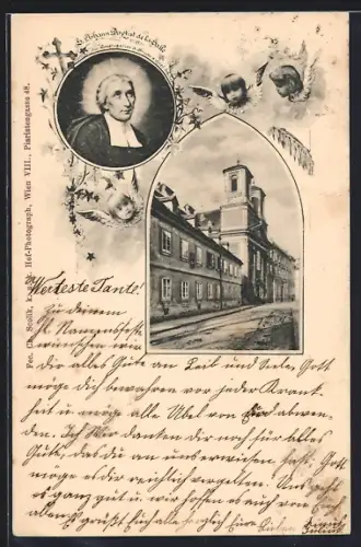 AK Wien, K.k. Waisenhaus Alservorstadt, Portrait St. Johann Baptist de la Salle