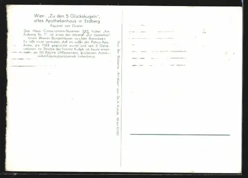 Künstler-AK Wien, Erdberg, Altes Apothekenhaus Zu den 5 Glückskugeln