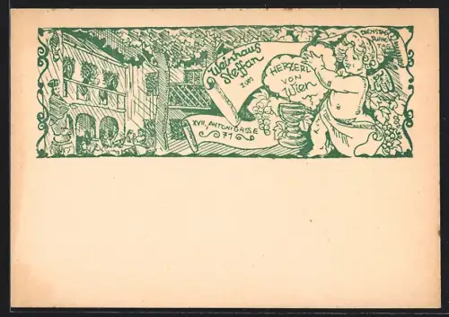 Künstler-AK Wien, Restaurant Weinhaus Steffan, Antonigasse 71