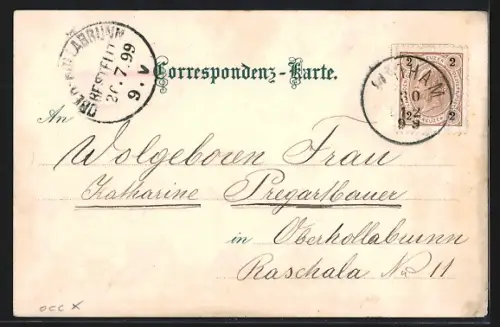 Lithographie Linz a.d. Donau, Hotel, Pöstlingberg m. d. elektr. Seilbahn, Ortsansicht