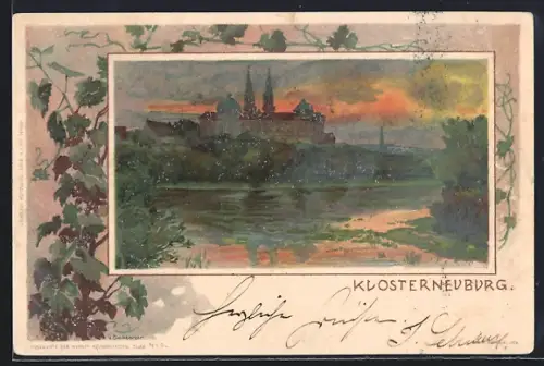 Künstler-AK Klosterneuburg, Blick zum Kloster