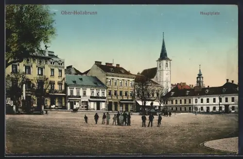 AK Ober-Hollabrunn, Hauptplatz mit Blick zur Kirche