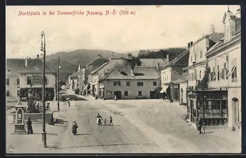 AK Aspang, Marktplatz mit Hotel Zum Hirsch