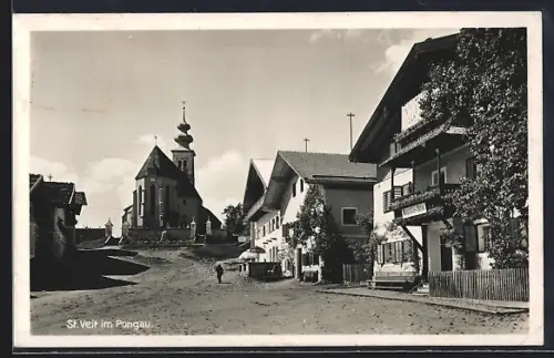 AK St. Veit i. Pongau, Ortspartie an der Kirche