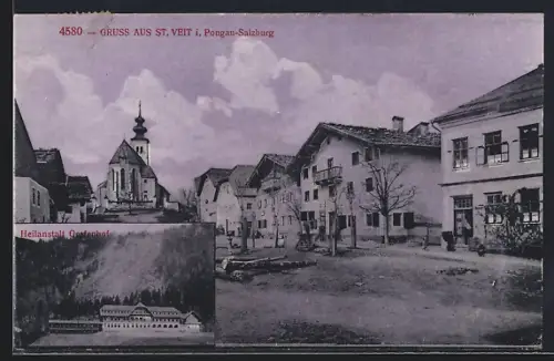 AK St. Veit, Ortsansicht, Heilanstalt Grafenhof