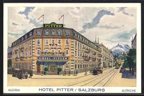 AK Salzburg, Ansicht vom Hotel Pitter