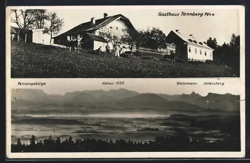 AK Köstendorf, Gasthaus Tannberg, Blick ins Tennengebirge