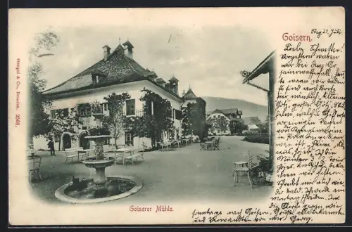 AK Goisern, Goiserer Mühle mit Brunnen