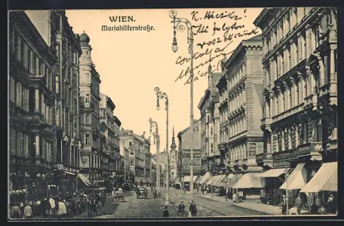 AK Wien, Mariahilferstrasse mit Geschäften