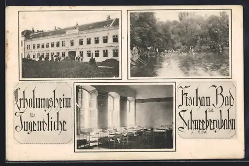 AK Fischau, Hotel Erholungsheim für Jugendliche, Badestelle, Innenansicht