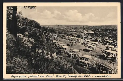 AK Wien, Neustift am Walde, Dreimarkstein, Gasthaus Alpengarten Häuserl am Stoan