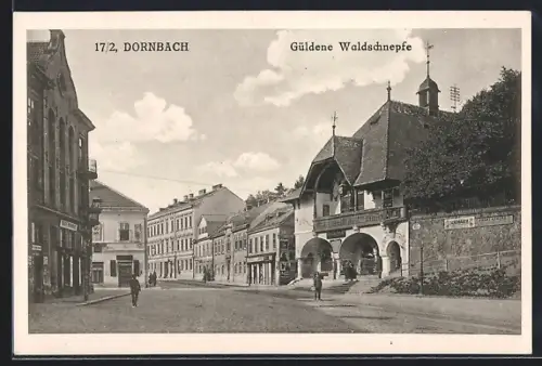 AK Wien, Dornbach, Gasthaus Güldene Waldschnepfe mit Strassenpartie