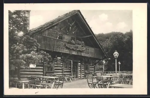 AK Wien, Ober-St. Veit, Weingasthaus Alfred Doll, Stock im Weg