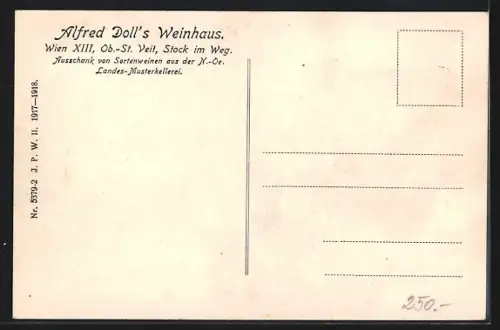 AK Wien, Ob.-St. Veit, Stock im Weg, Weingasthaus Alfred Doll, Portrait