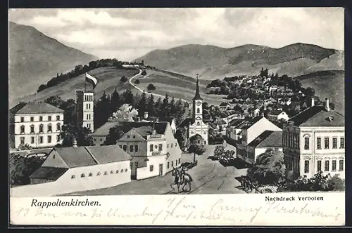 Künstler-AK Rappoltenkirchen, Strassenpartie mit Kirche