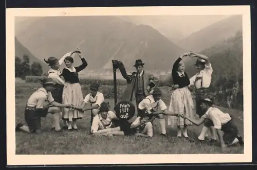 Foto-AK Finkenberg /Zillertal, Schuhplattler-Verein Die Grünberger 1937