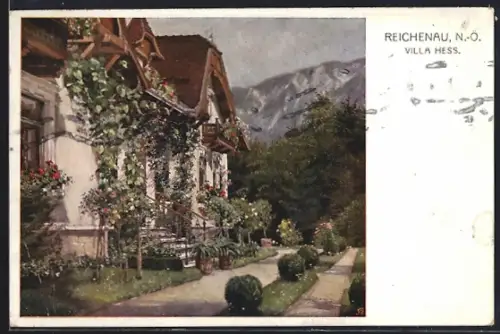 Künstler-AK Reichenau /N.-Ö., Villa Hess mit Garten