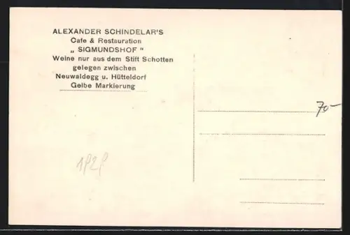 AK Wien, Alexander Schnindelars Cafe & Restauration Sigmundshof