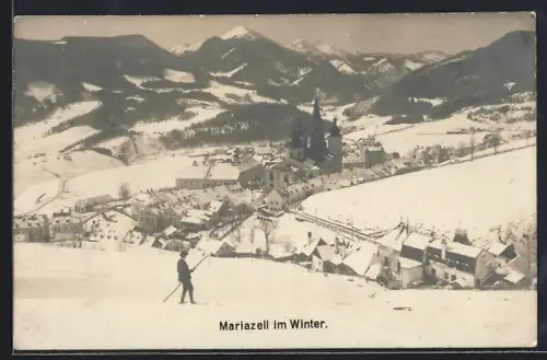 AK Mariazell, Ortsansicht im Winter