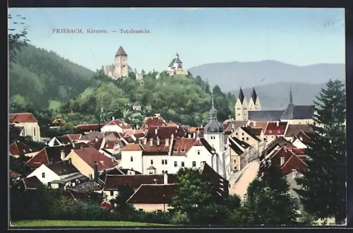 AK Friesach /Kärnten, Ortspartie mit Burg