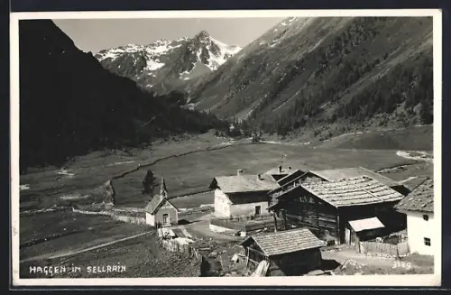 AK Haggen im Sellrain, Dorfkapelle mit Blick ins Tal