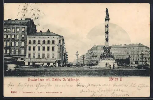 AK Wien, Praterstern mit Kaiser Josefstrasse