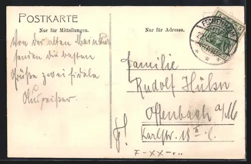 AK Frankfurt-Fechenheim, Partie mit alter Mainkur