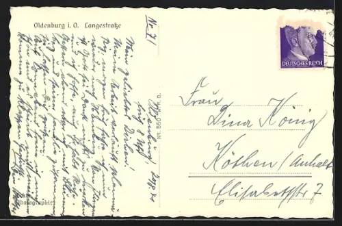 AK Oldenburg i. O., Langestrasse mit Geschäften