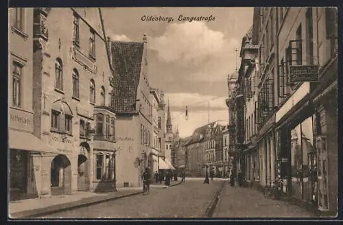 AK Oldenburg / O., Langestrasse mit Geschäften