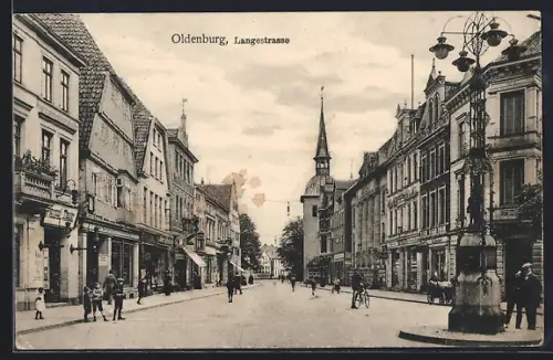 AK Oldenburg / O., Langestrasse mit Geschäften