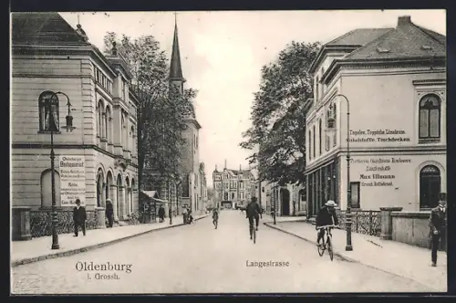 AK Oldenburg / O., Radfahrer auf der Langestrasse