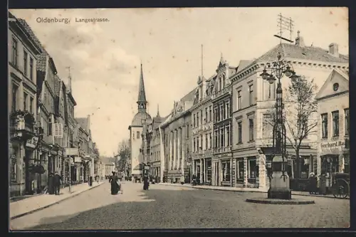 AK Oldenburg / O., Langestrasse mit Geschäften