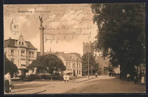 AK Oldenburg / O., Denkmal am Friedensplatz