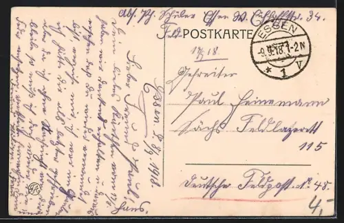 AK Essen, Moltkestrasse mit Wohnhäusern