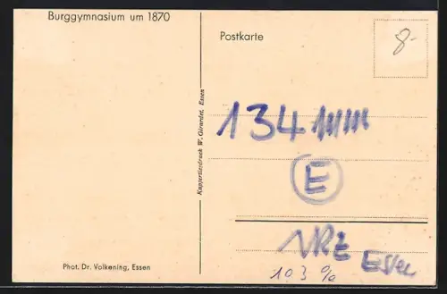 AK Essen / Ruhr, Burggymnasium um 1870