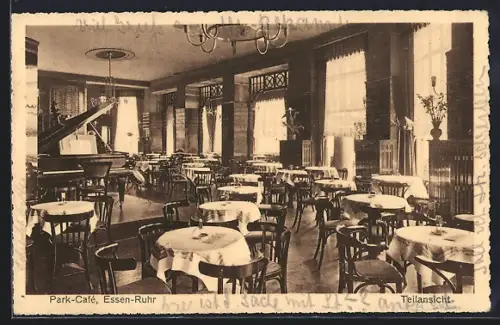 AK Essen, Park Café, Innenansicht mit Flügel