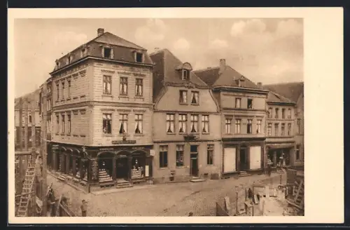 AK Markt, Strassenpartie mit Geschäften, Westseite um 1878