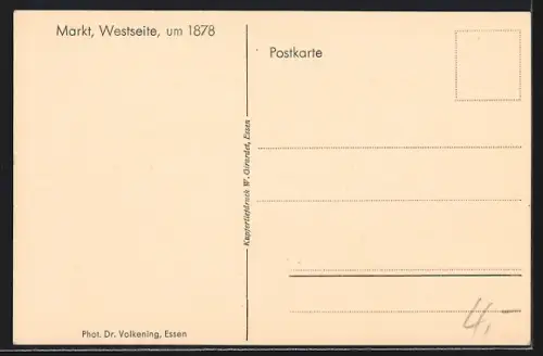 AK Markt, Strassenpartie mit Geschäften, Westseite um 1878