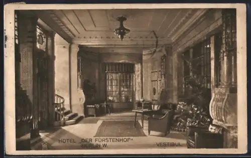 AK Berlin-Tiergarten, Vestibul im Hotel Der Fürstenhof