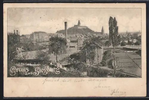 AK Siegburg, Teilansicht mit Burg