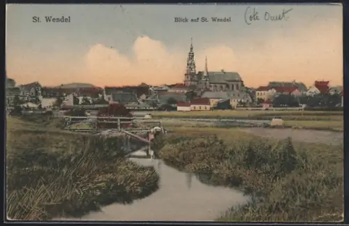 AK St. Wendel, Teilansicht mit Kirche