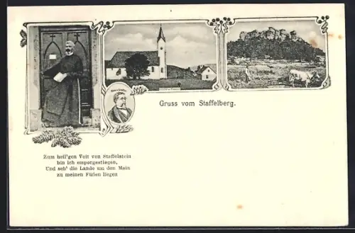 AK Staffelberg, Kirche und Gasthaus Klause, Victor Scheffel, Geistlicher