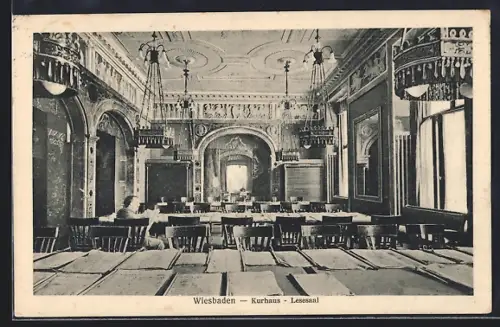 AK Wiesbaden, Kurhaus, Lesesaal, Innenansicht